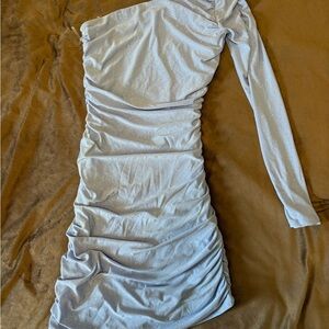 Windsor sparkly light blue Asymmetrical Ruched Bodycon Dress